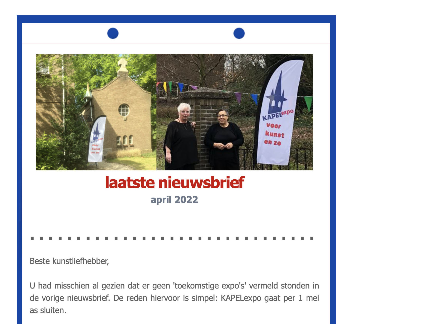 laatste nieuwsbrief KAPELexpo